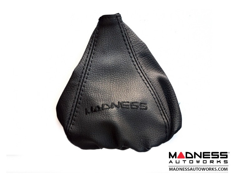 FIAT 500 Gear Shift Boot Black Leather w/ Black Stitching and MADNESS Logo